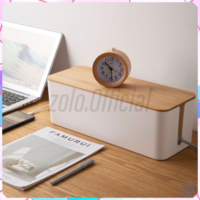 

[zolo] Wire Cable Management Box / Kotak Organizer Kabel Tutup Kayu