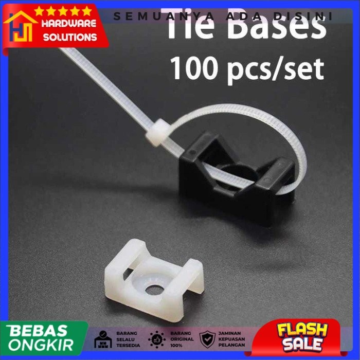 

Dudukan Kabel Ties Tie Mount Cord Organizer 100PCS - Hitam