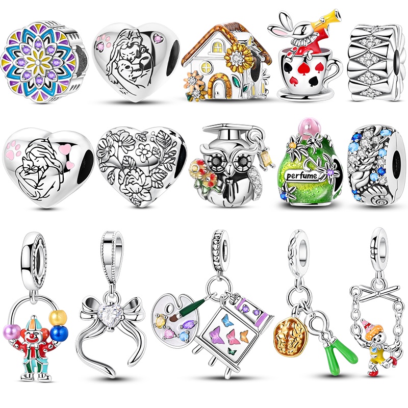 925 Silver Charms For Woman Beads Owl Joker Draw Pendant Fit Original Bracelet Diy Jewelry