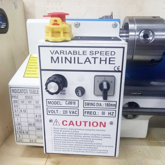 Paling Berkualitas Mesin Bubut Mini Lathe Wood Metalworking 550W - Mx-0618 Cj0618