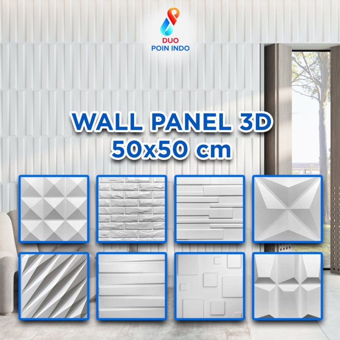 Wall Panel 3D PVC 50x50 Wallpaper Desain Interior Rumah White Series 2