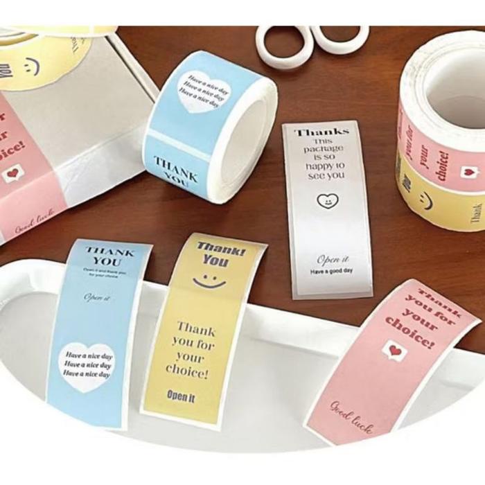 

100Pcs Stiker Roll Thankyou Warna / Sticker Label Panjang