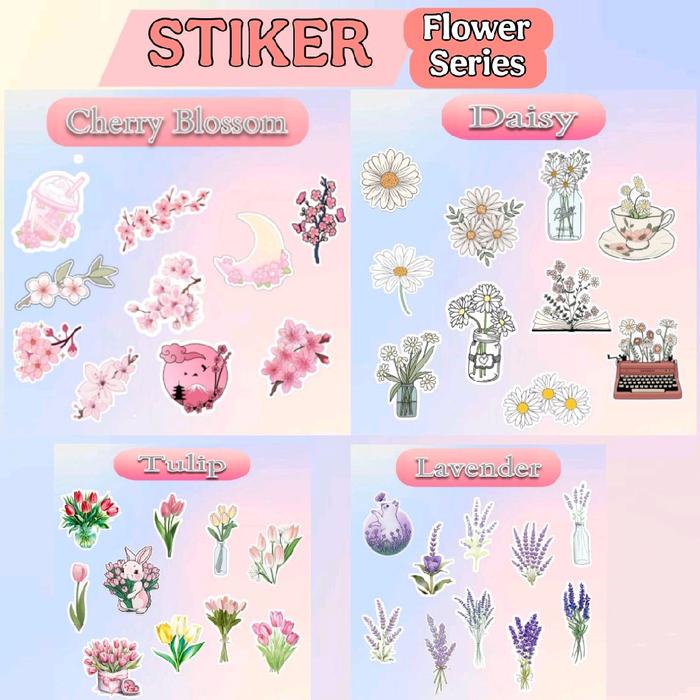 

Stiker Vinyl Flower Series 10 Pcs Paper Stationery