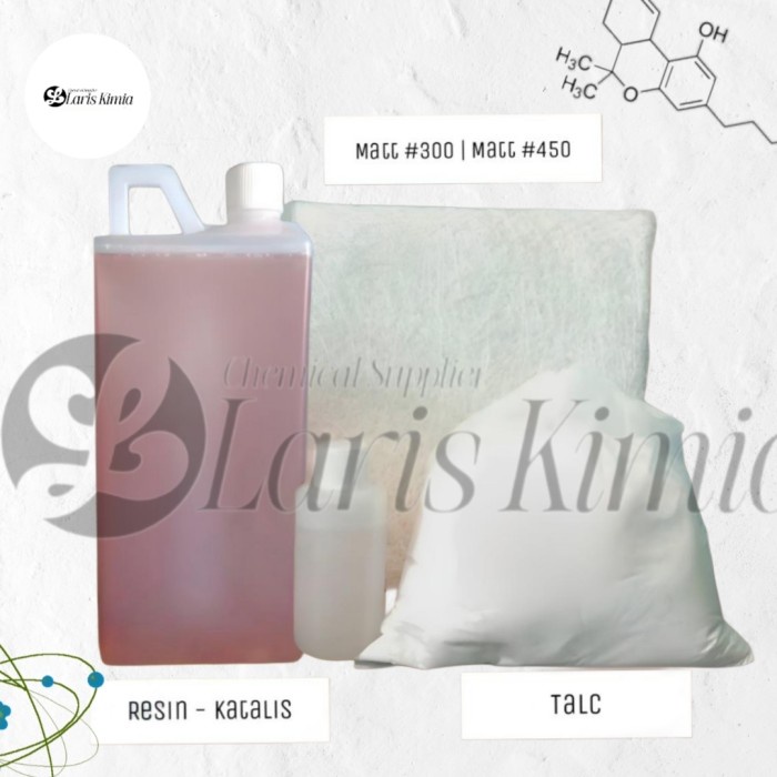 TERLARIS Resin 1 Paket Lengkap dengan Katalis, Mett #300 (Serat Fiber) dan Talc - Toko Laris Kimia