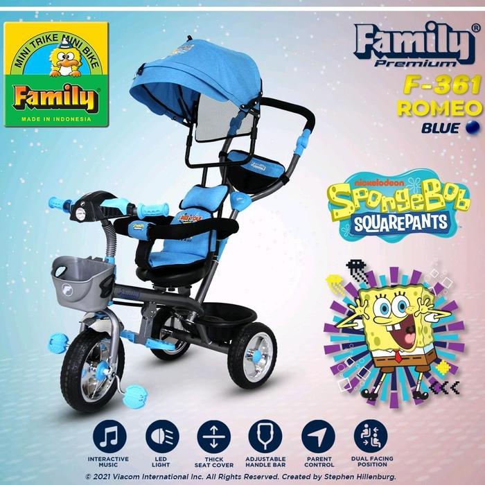 DISKON SEPEDA RODA TIGA ANAK FAMILY F361 ROMEO NICEKLODEON BAN EVA READYY
