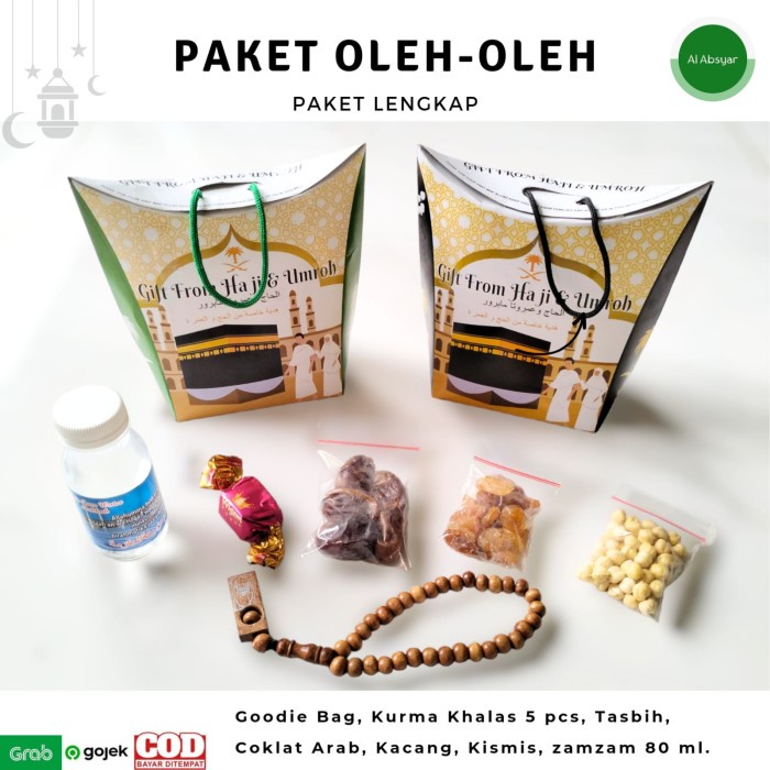 

Paket Oleh Oleh Haji dan Umroh Goody Bag Kismis Kurma Zamzam Coklat