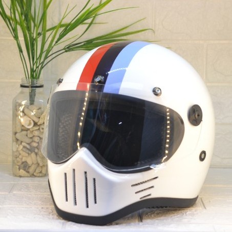 HELM CUSTOM RETRO CAKIL M30 BMW LIST CHROME WITH VISOR ( MR HELM )