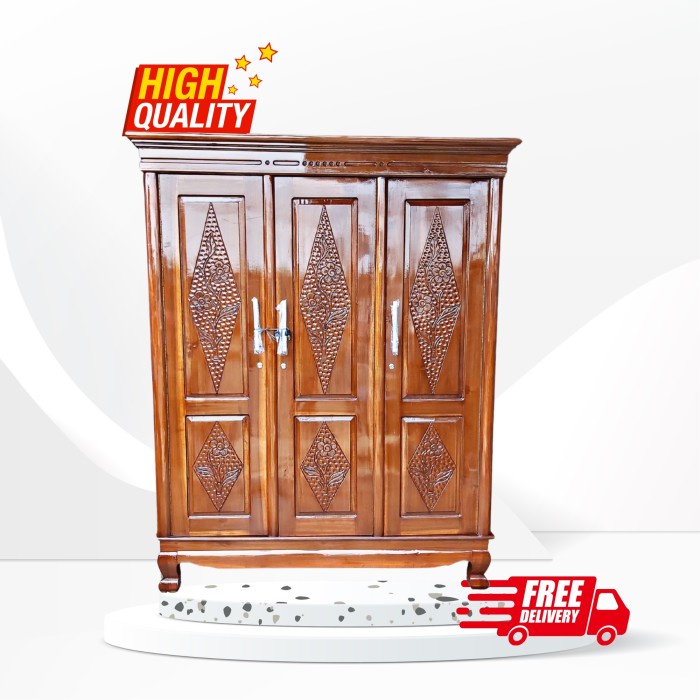 LEMARI JATI / LEMARI KAYU JATI 3 PINTU JUMBO :)