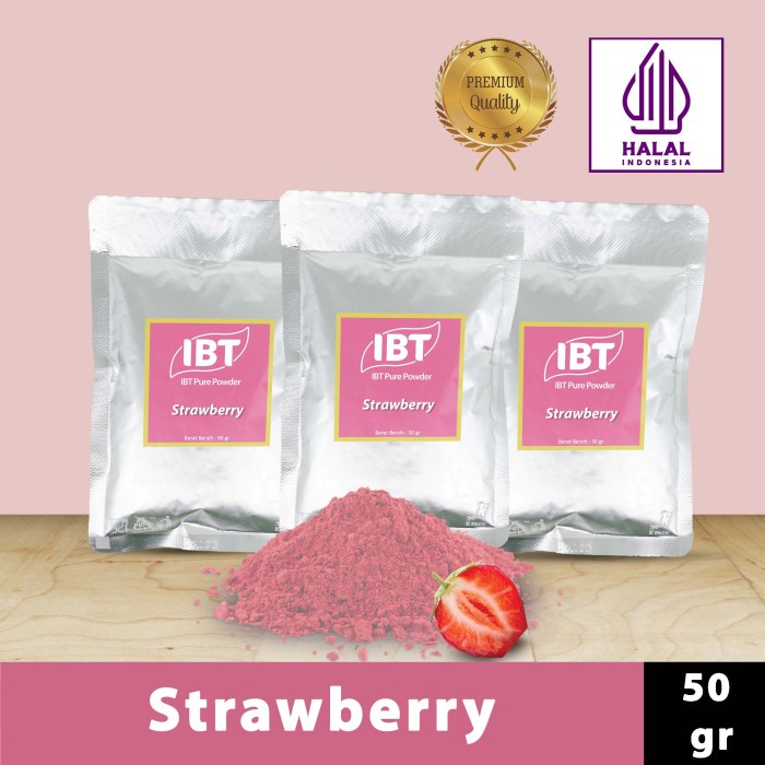 

Ready Stok" Pure Strawberry Powder Murni Bubuk Import Makanan Kue 50 Gr