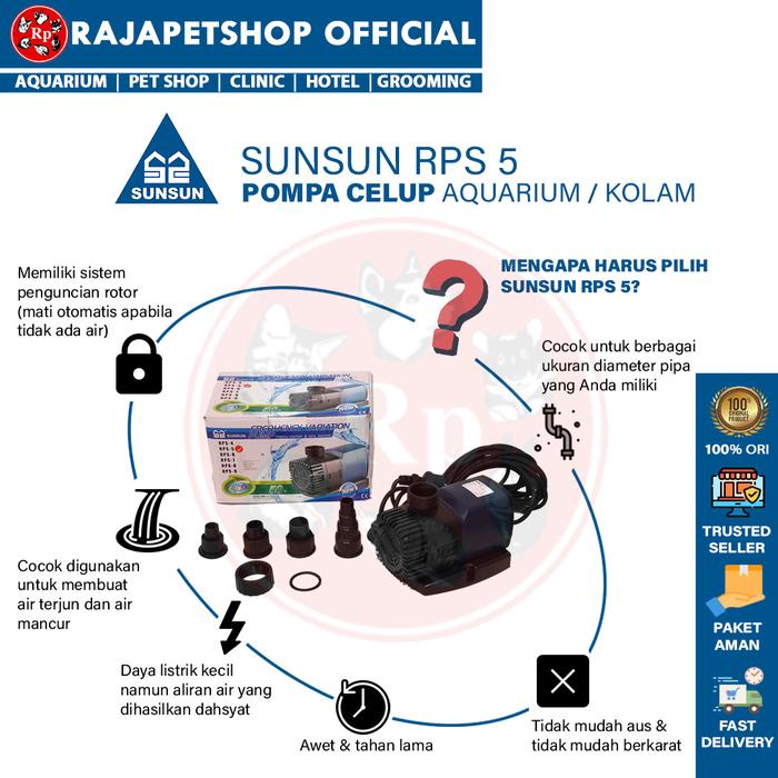 ( POMPA AIR ) SUNSUN RPS 5 SUBMERSIBLE WATER PUMP KOLAM AQUARIUM POMPA CELUP LOW WATT HIDROPONIK