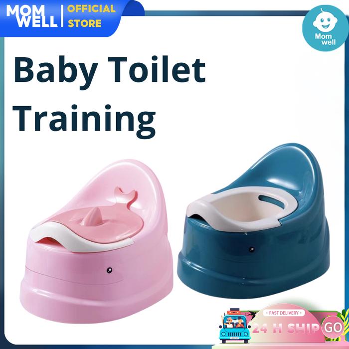 Momwell Toilet Training Anak WC Duduk Pispot Anak Duduk Toilet Trainer Kursi Toilet Anak Biru Pink