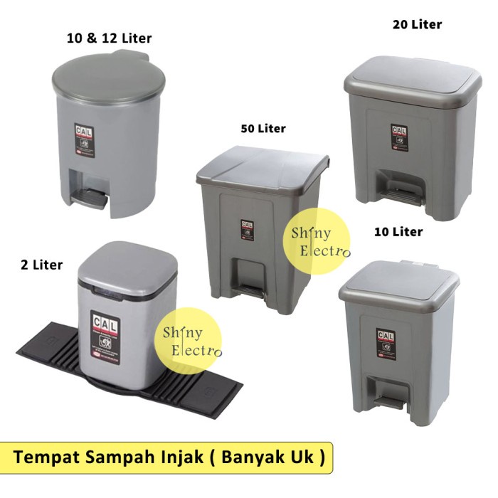 TERUJI Tempat Tong Sampah 10 L / 20 Liter Injak Dustbin Rumah / Dapur / Mobil