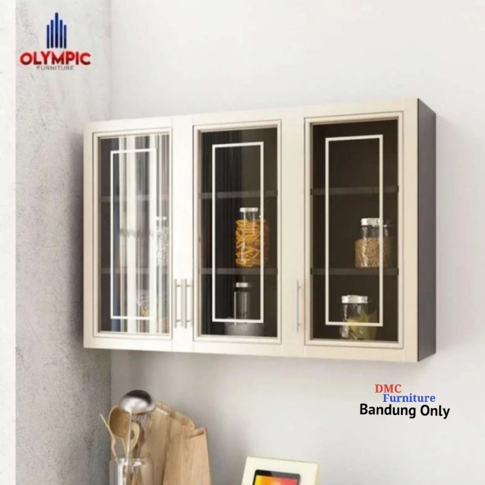PROMO Rak Dapur Gantung 3Pintu kaca Kitchen set 3 Pintu Lemari Dapur Olympic