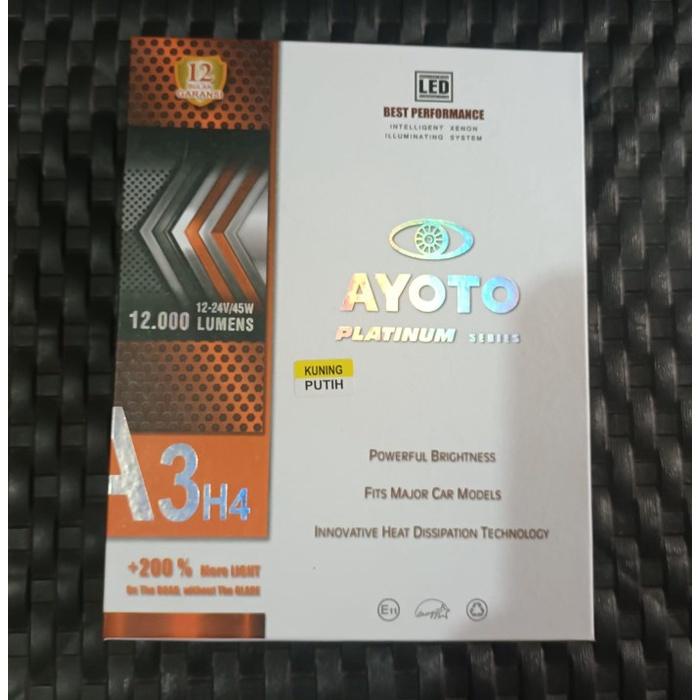 SEPASANG LAMPU UTAMA LED MOBIL TRUK AYOTO A3 H4 HB3 HB4 H7 H11 GARANSI 12V 24V 12 VOLT 24 VOLT 45
