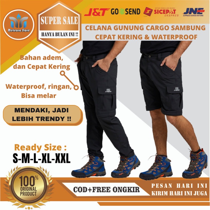Eiger Aoki - Celana Gunung Pria Panjang Kargo Sambung Waterproof Anti Air Quickdry