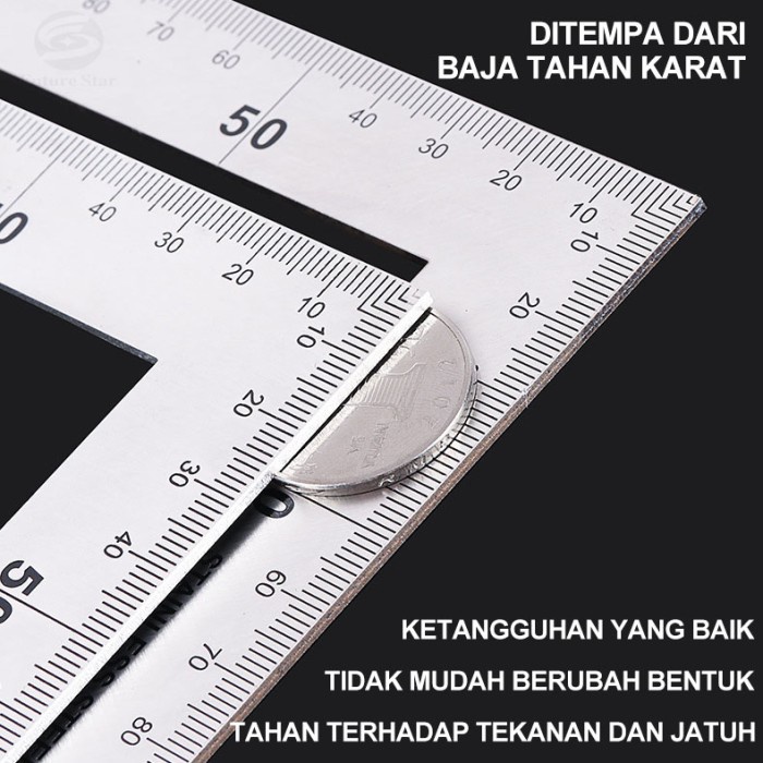 

Penggaris Siku Stainless Steel 50Cm X 25Cm / Penggaris Siku 500Mm