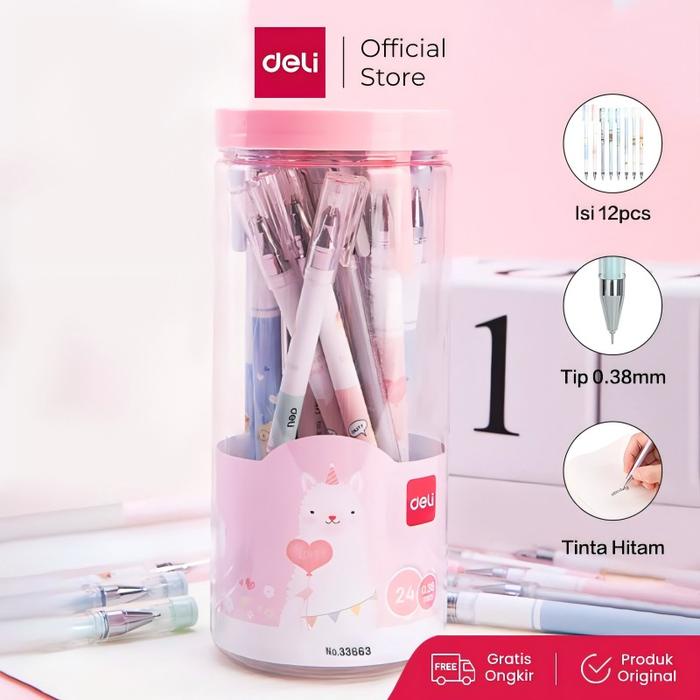 

Deli Pulpen Gel / Gel Pen Isi 24 0.38Mm Lucu 33663 Hitam Plastik Tinta Stationery