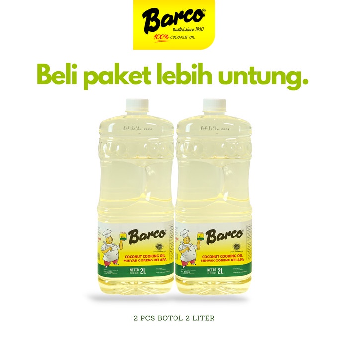 

New!! Paket Double Minyak Goreng Kelapa Barco (Botol 2 Liter 2Pcs)