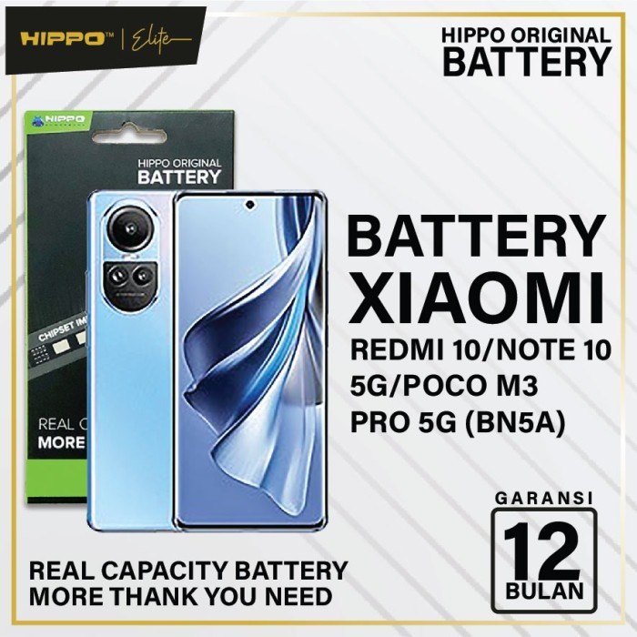 Hippo Baterai Xiaomi Redmi 10 / Note 10 5G / Pocom3Pro5G Bn5A 5000Mah