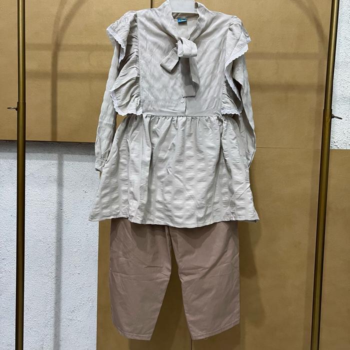 READY STOK SNOWY SET - STELAN TUNIK ANAK PEREMPUAN USIA 6 - 10 TAHUN , BAJU FASHION ANAK CEWEK