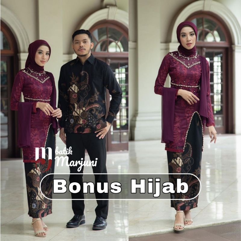 KEBAYA JUMBO Set Couple Hana Maroon - Kebaya tunangan kebaya lamaran kebaya wisuda kebaya modern
