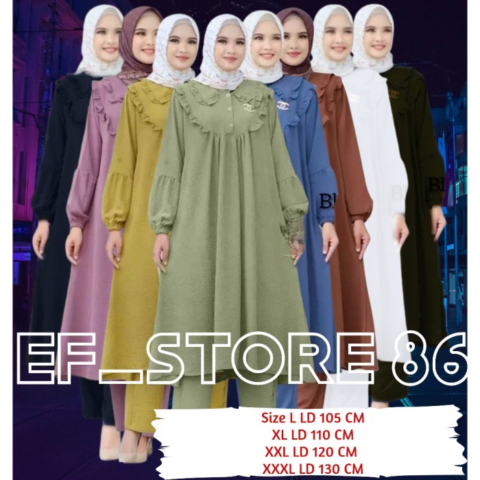 TERMURAH Baru Baju Setelan Wanita Jumbo 2022 Julita Set Setelan Wanita Dewasa Crinkle Premiun