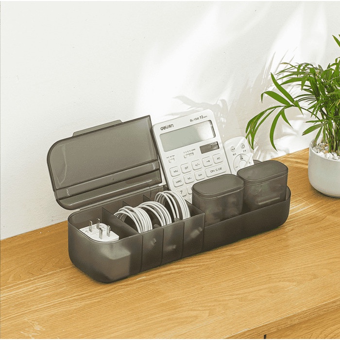 

Arte Universal Cable And Charger Home Storage Container Box Black Matte Storage Tempat Simpan