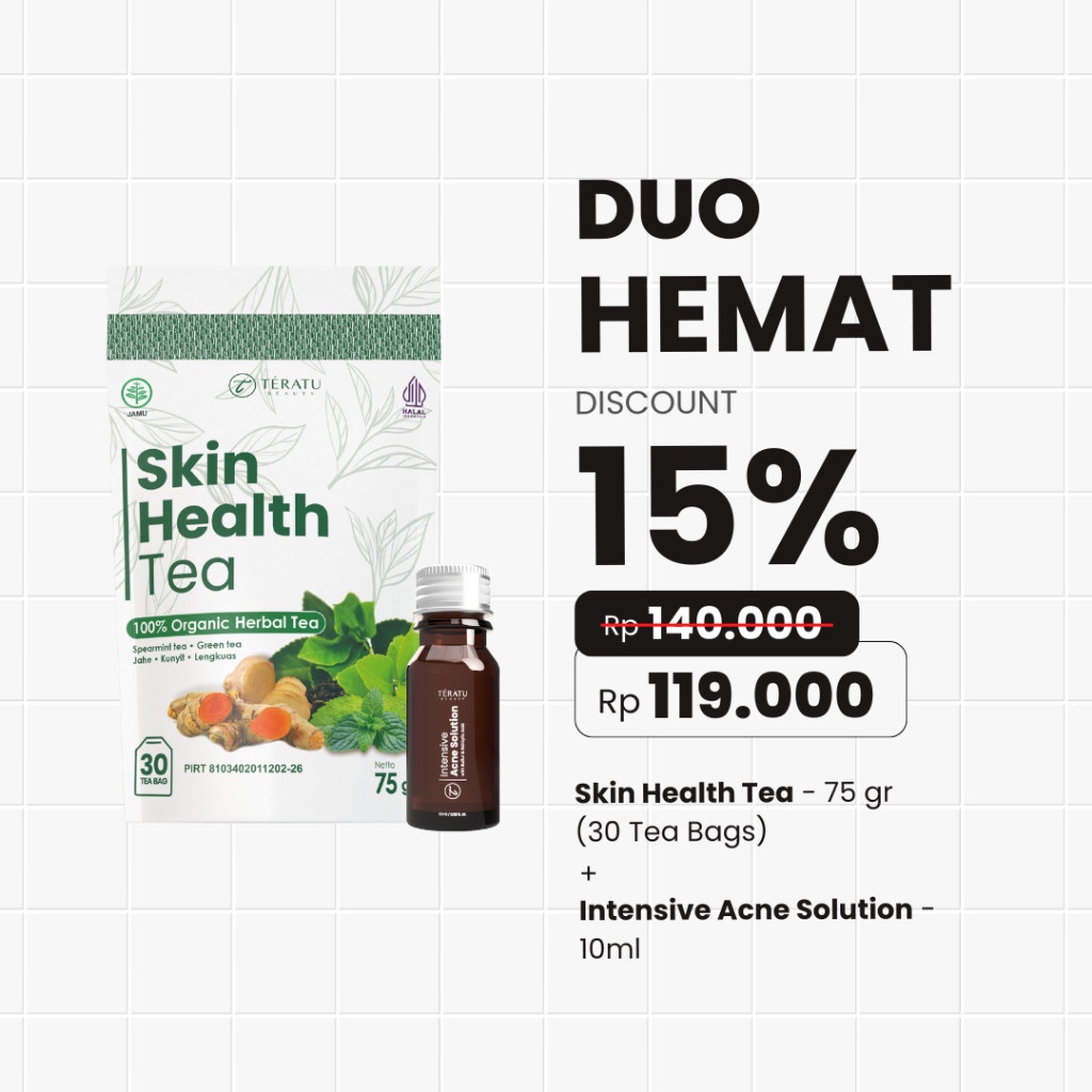 

Teratu Beauty Paket Obat Jerawat (Skin Health Tea + Intensive Acne Solution)