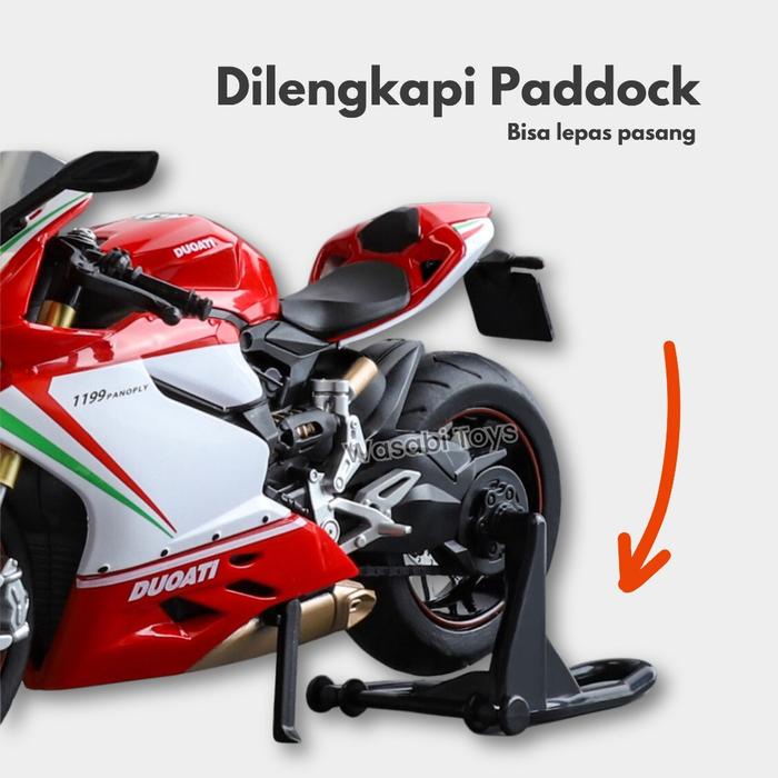 terbaru  miniatur diecast 1:12 ducati 1199 panigale s tricolore panigale r (paddock, rantai