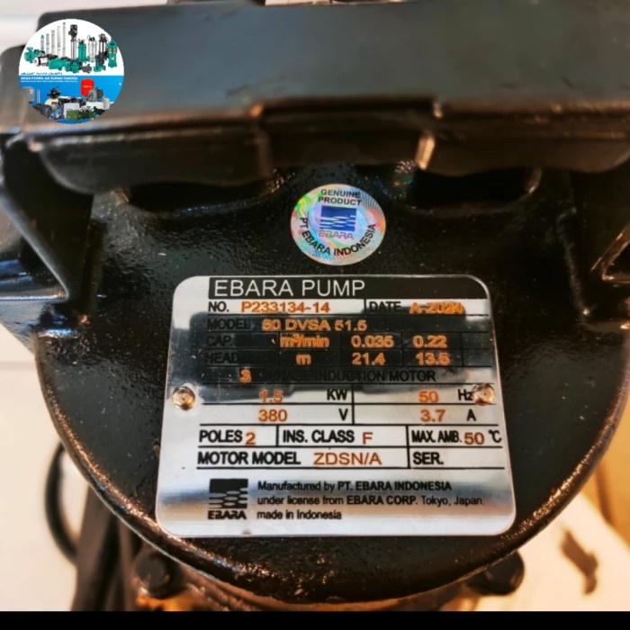 Pompa submersible Ebara 50 DVSA 51.1 2HP 3Phase pump submersible Automatic