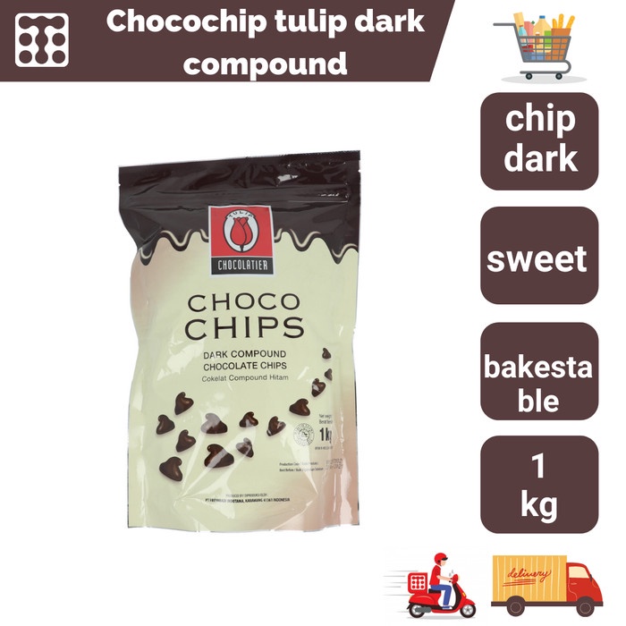 

Ready Stok" Choco Chips Tulip Dark Comp 1 Kg