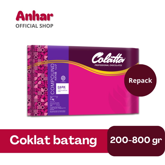 

Ready Stok" Coklat Batang Repack Colatta Dark Compound Chocolate