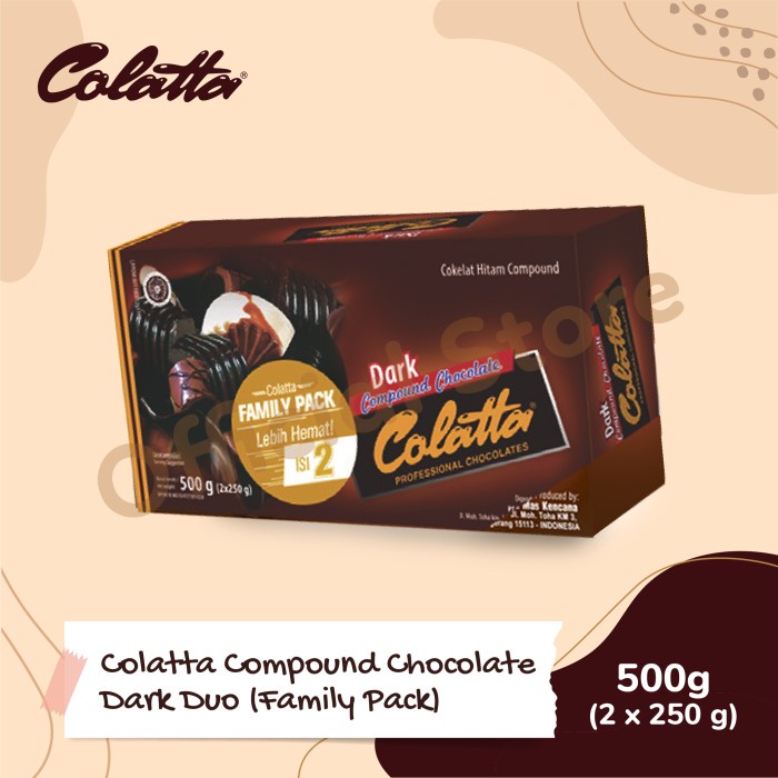 

Ready Stok" Colatta Compound Chocolate Dark Duo (Family Pack) Coklat Batang-2X250G