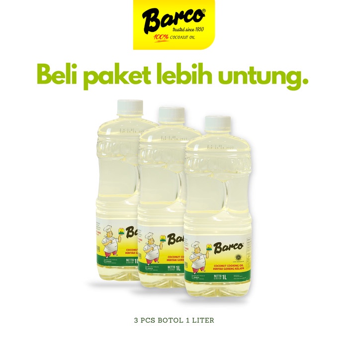 

Promo!! Minyak Goreng Barco Bottle 1 Ltr (3 Pcs)