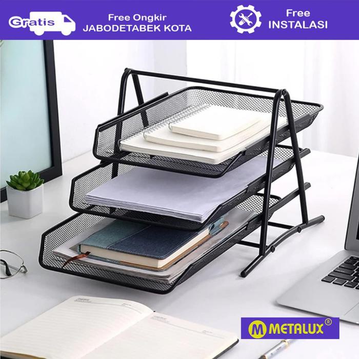 

METALUX FILE RACK H - Rak Dokumen layer Document Rack Besi Hitam Kantor Desk DiskonJual MurahHarga