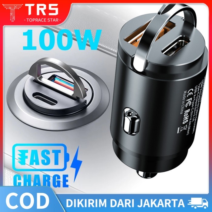 COD 100W Casan Mobil Super Cepat Pengisi Daya Cepat Charger Usb Mobil