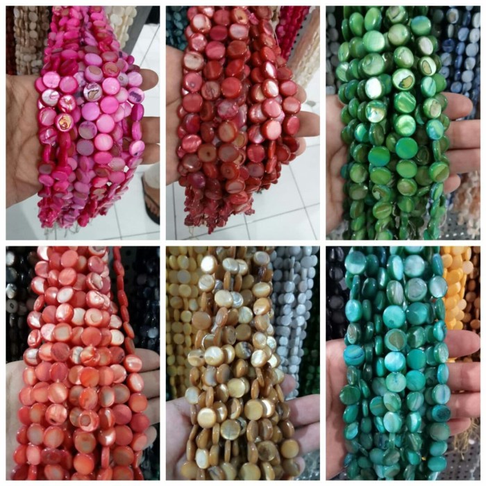 

monggo] Kerang Pipih Manik Kerang Shell Beads MONOCHROME