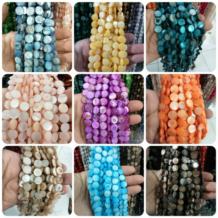 

{{{{}}] Kerang Pipih Manik Kerang Shell Beads 9 Warna