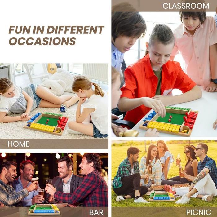 terbaru  cod 4 warna mainan board game dadu shut the box angka shut the box board game untuk