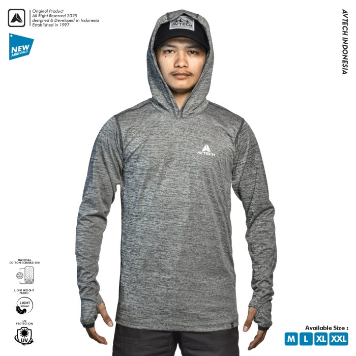 AVTECH - Baselayer Kaos Manset Lengan Panjang Pria Wanita Olahraga Outdoor Hoodie Dry Fit - WANDER