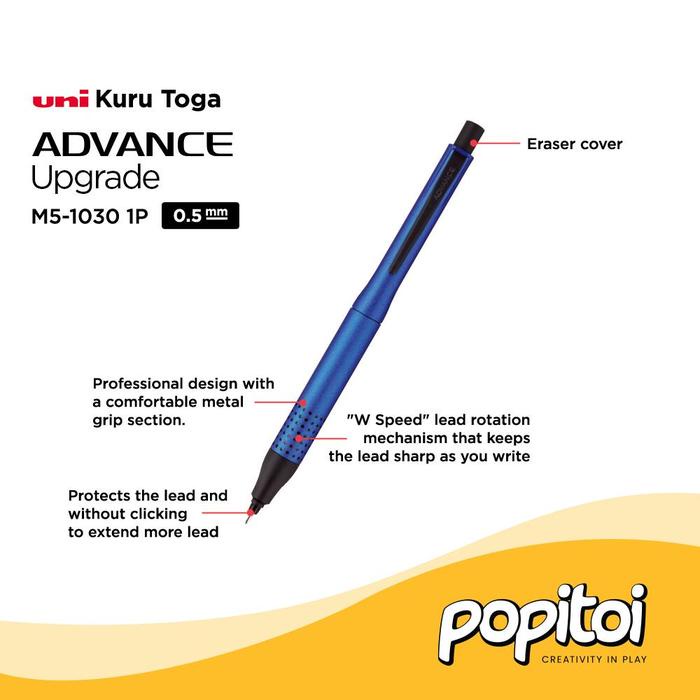 

UNI Kuru Toga Advance Upgrade Model Mechanical Pencil 0.3 0.5 mm Kurutoga Pensil Mekanik Cetek