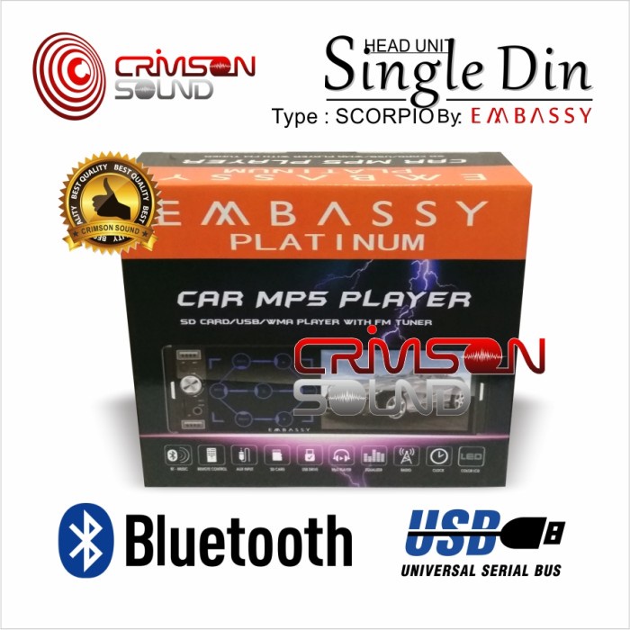 Hemat Head Unit Embassy Single Din Mp5 Tipe Scorpio