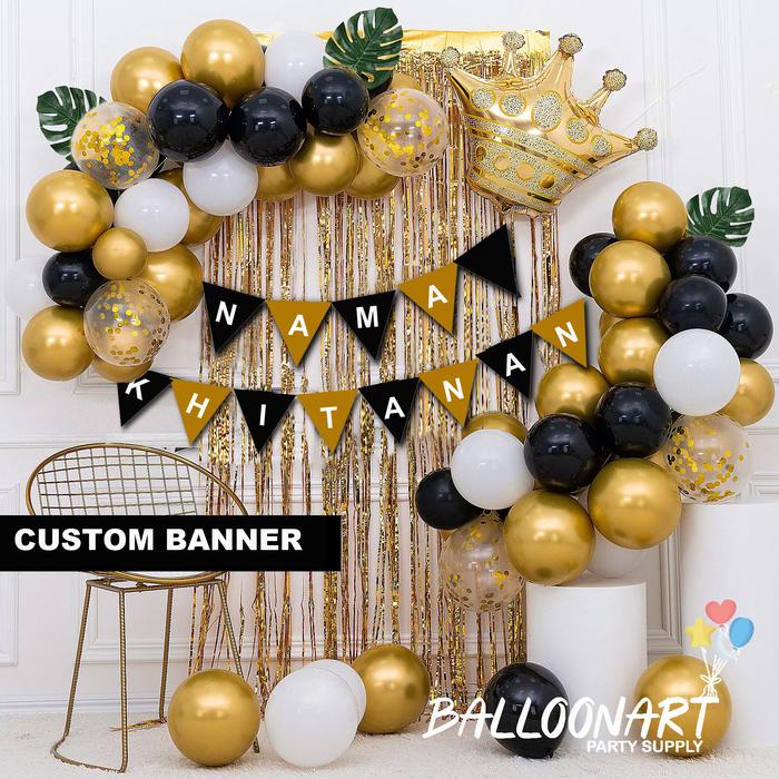 KING BLACK GOLD AIN DEKORASI SET/DEKORASI ULANG TAHUN/BALON ULANG TAHUN/PAKET DEKORASI ULANG TAHUN