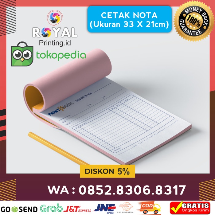 

Cetak Notaa, Kwitansi, Surat Jalan, Faktur, Tanda Terima, Invoic 1 Rim TERLARIS/TERMURAH/TERPOPULER