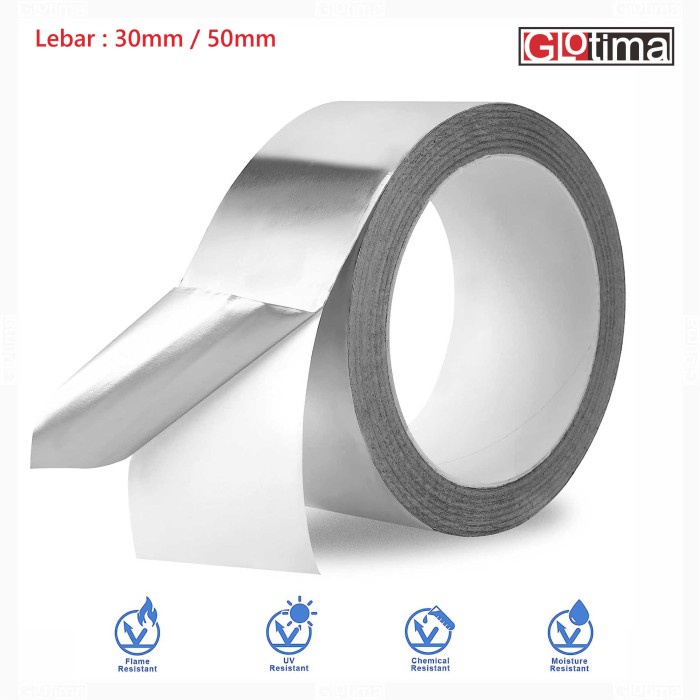 

Lakban Solasi Isolasi Alumunium foil tape AC tahan Panas anti bocor