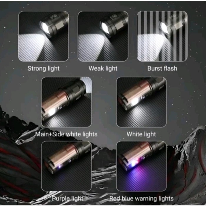 Senter Led Laser X39 7 Mode Sinar Solar Panel Flashlight Powerfull Terlaris