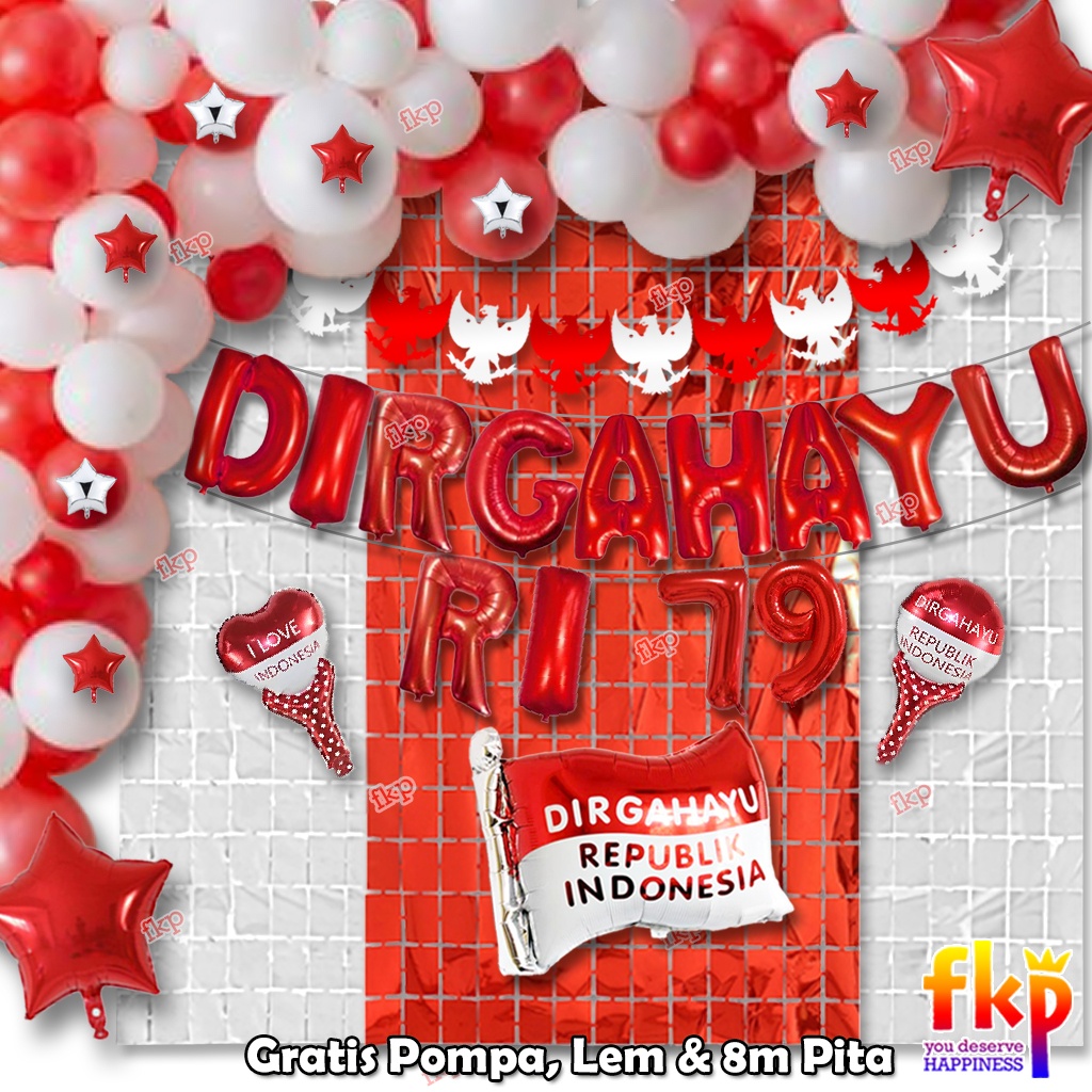 FUN KIDS PARTY Paket Dekorasi Dirgahayu Garland Balon HUT RI / Paket Menyambut Hari Kemerdekaan