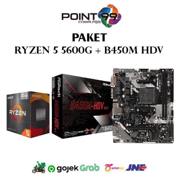 TERBARU - Paket Mobo AMD Ryzen 5 5600G + ASRock B450M HDV R4.0