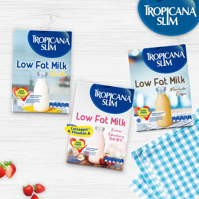 

terbaru !!! tropicana slim low fat milk 500 gr (vanilla / macchiato coffee / korean strawberry) -