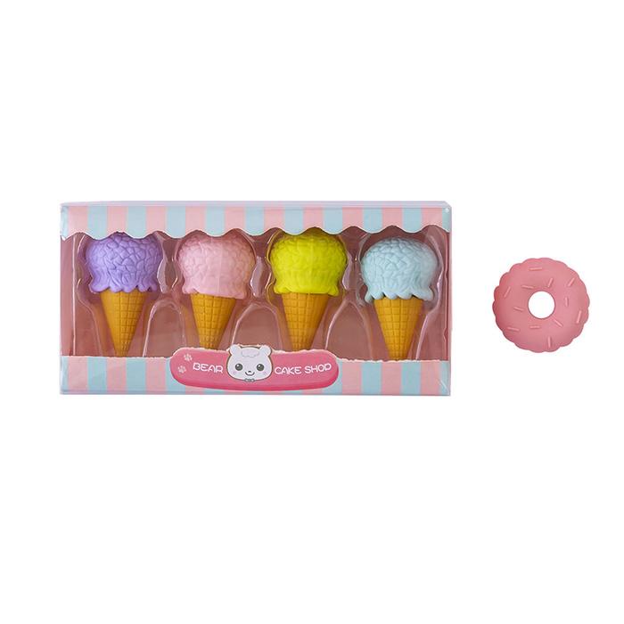 

JTTOP" 4 PCS PENGHAPUS LUCU ES KRIM DONAT LOLIPOP ES IMUT ERASER CUTE DONUT ICE CREAM LOLLIPOP